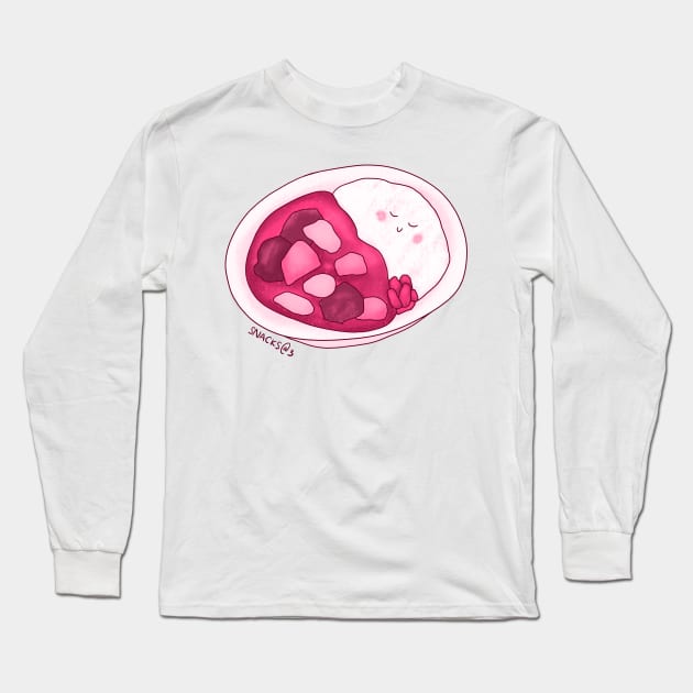 Japanese Curry Rice in PINK Long Sleeve T-Shirt by Snacks At 3